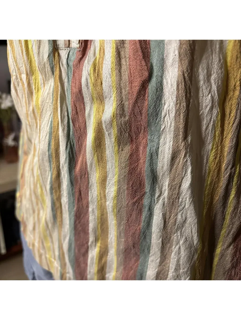 Isabella Bird M Multicolor Striped Silk Blouse - Picture 3 of 6